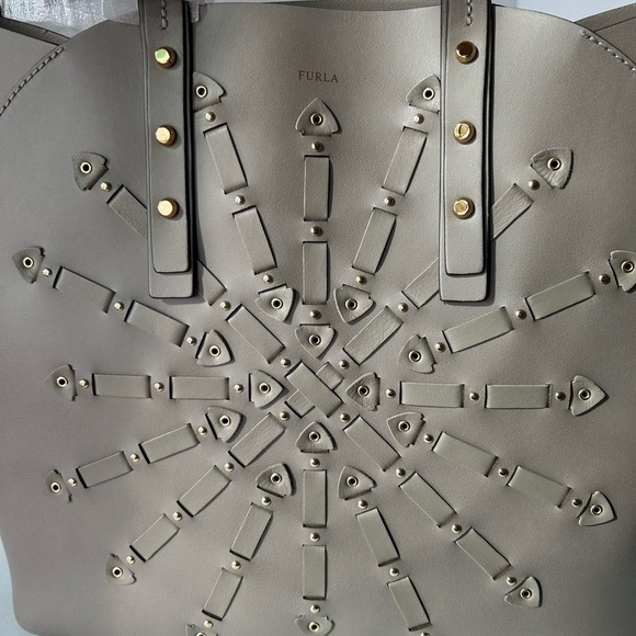 FURLA NWT Taupe Colored Leather Tote - Picture 10 of 12